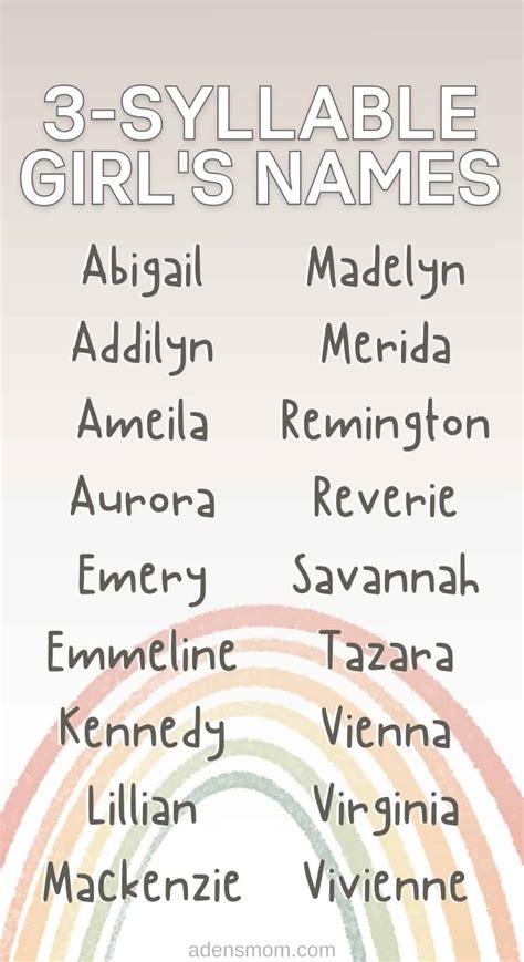 three syllable girl names